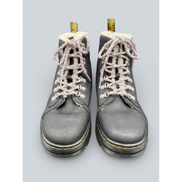 Dr. Martens Combs Black Wyoming Faux Shearling Lined Casual Boots Moto Combat 9